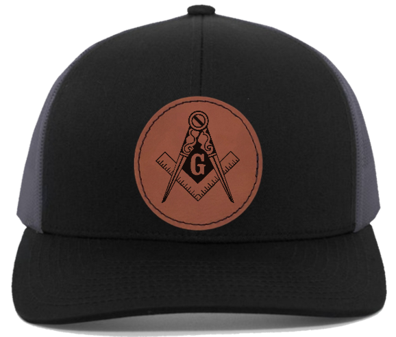 Masonic Engraved Leather Patch hat