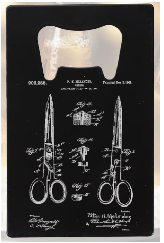 Shears Sissors patent drawing - Barber Shop - Salon - Bottle Opener - Metal