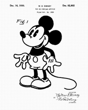 Load image into Gallery viewer, Mickey Mouse - engraved Leather Patch hat - W. E. Disney Patent drawing 1920s 1930s
