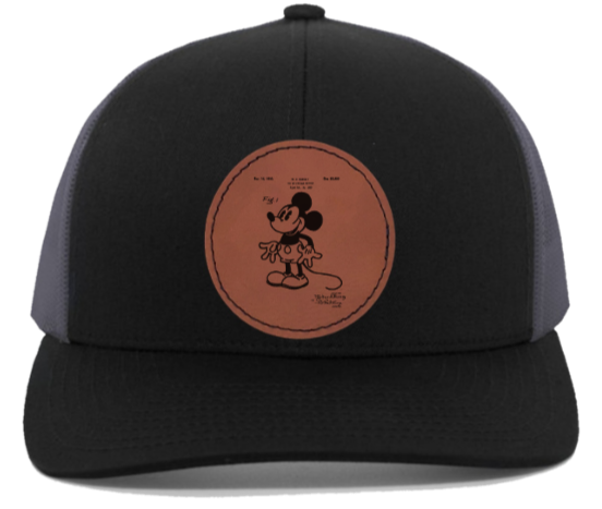 Mickey Mouse - engraved Leather Patch hat - W. E. Disney Patent drawing 1920s 1930s