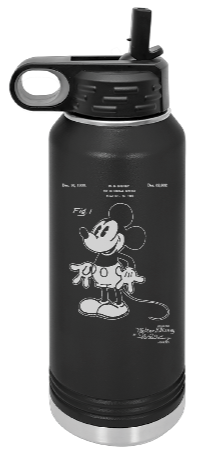 Mickey Mouse Patent drawing Engraved Water Bottle 32 oz