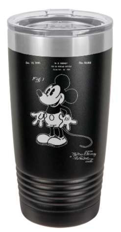Mickey Mouse Patent drawing - engraved Tumbler - insulated stainless steel travel mug