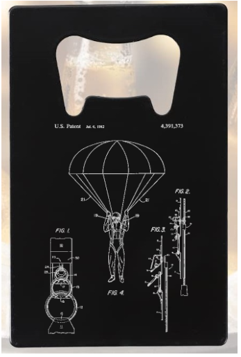 Parachute Military Airborne patent drawing - Bottle Opener - Metal