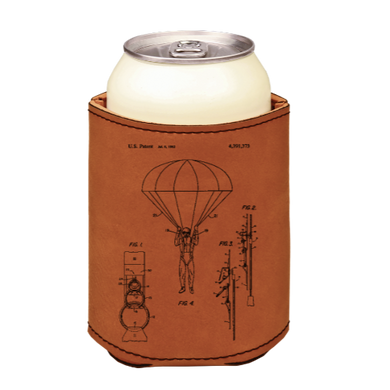 Military Airborn Parachute Patent drawing - engraved leather beverage holder