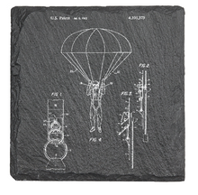 Charger l&#39;image dans la galerie, Parachute Military Airborne patent drawing - Laser engraved fine Slate Coaster
