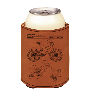 Mountain Bike - engraved leather beverage holder