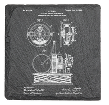 Load image into Gallery viewer, Nikola Tesla Electric Circuit Controller - Laser engraved fine Slate Coaster
