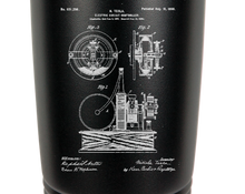 Cargar imagen en el visor de la galería, Tesla Electric Circuit Controller Patent drawing - engraved Tumbler - insulated stainless steel travel mug
