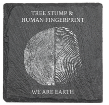 Cargar imagen en el visor de la galería, Tree Rings and FingerPrint - NATURE - Laser engraved fine Slate Coaster
