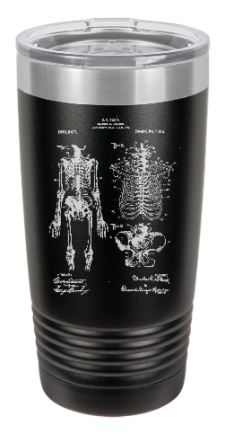 skeleton drawing - engraved Tumbler - insulated stainless steel travel mug