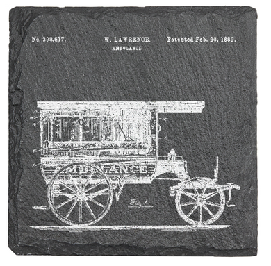 Horse Drawn Ambulance Medical History - Laser engraved fine Slate Coaster