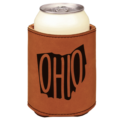 OHIO - engraved leather beverage holder