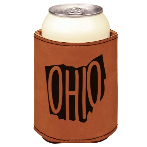 OHIO - engraved leather beverage holder