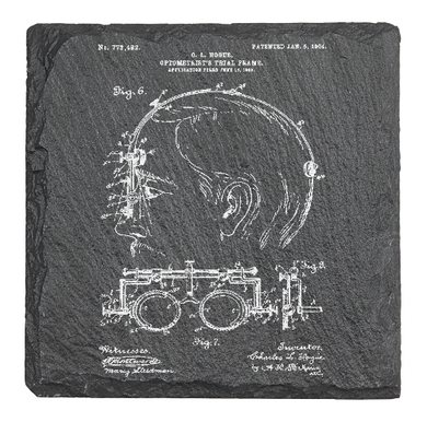 Optometry Eye Doctor Patent Opromertrist Trail Frame - Laser engraved fine Slate Coaster
