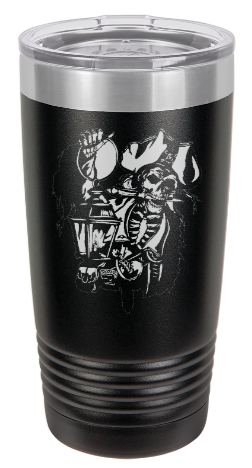 Pirate Skeleton holding Lantern  - engraved Tumbler - insulated stainless steel travel mug