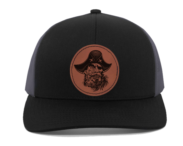 Pirate Black beard  - engraved Leather Patch hat