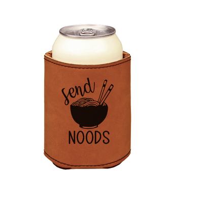 Send NOODS Humor - engraved leather beverage holder