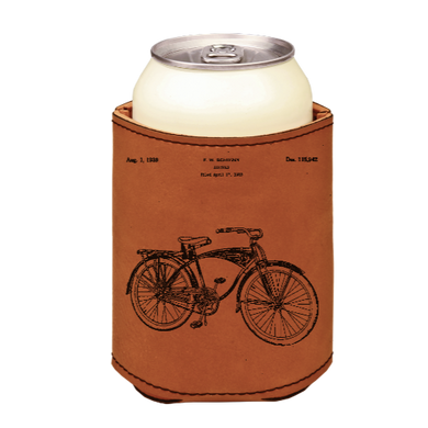 Schwinn Bicycle patent drawing - engraved leather beverage holder