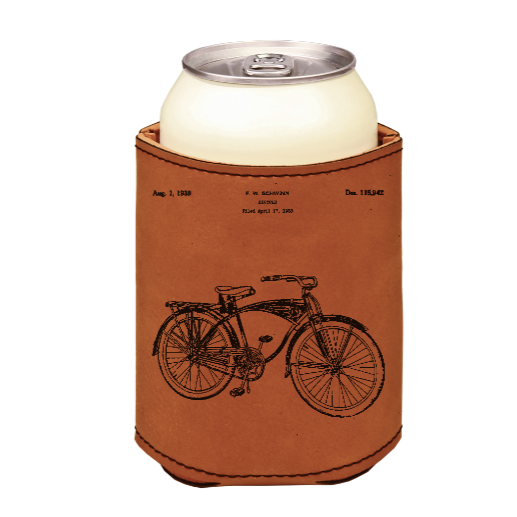 Schwinn Bicycle patent drawing - engraved leather beverage holder