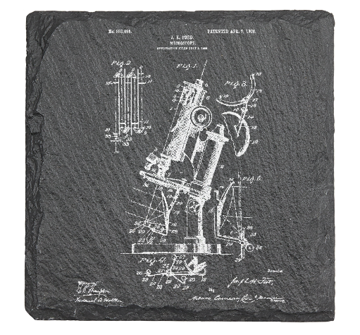 Science Lab Chemistry 1908 Microscope - Laser engraved fine Slate Coaster