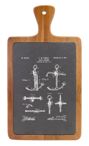 Ship Anchor - Engraved Slate & Wood Cutting board
