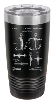 Ship Anchor Patent drawing - engraved Tumbler - insulated stainless steel travel mug