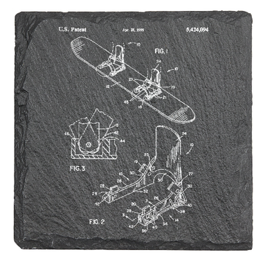 Snowboard equipment patent - Laser engraved fine Slate Coaster