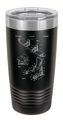 Snowboard Patent drawing - engraved Tumbler - insulated stainless steel travel mug
