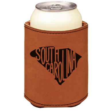 South Carolina State - engraved leather beverage holder