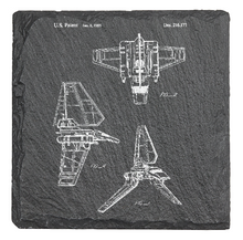 Load image into Gallery viewer, StarWars- 4-piece engraved fine Slate coaster set - Patent drawings
