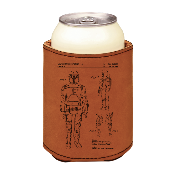 Star Wars Boba Fett patent drawing - engraved leather beverage holder