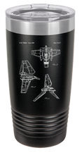 Charger l&#39;image dans la galerie, Star Wars Imperial army Shuttle patent drawing - engraved Tumbler - insulated stainless steel travel mug
