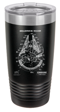 Star Wars Millennium Falcon patent drawing - engraved Tumbler - insulated stainless steel travel mug