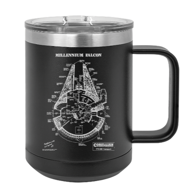 Star Wars Millennium Falcon Rebel Alliance Patent Drawing - MUG - engraved Insulated Stainless steel