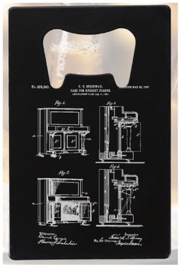 Steinway PIANO patent drawing - Bottle Opener - Metal