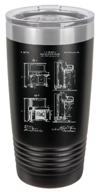 Steinway PIANO patent drawing - engraved Tumbler - insulated stainless steel travel mug