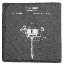 Charger l&#39;image dans la galerie, Thomas Edison Electric TATTOO GUN - Stencil pen - Laser engraved fine Slate Coaster
