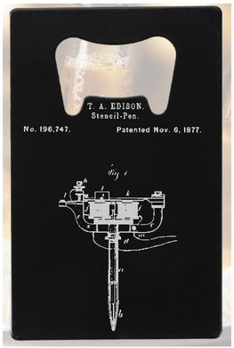 Thomas Edison Electric TATTOO GUN - Stencil pen - Bottle Opener - Metal