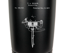 Charger l&#39;image dans la galerie, 1891 Tattooing machine Patent drawing - engraved Tumbler - insulated stainless steel travel mug
