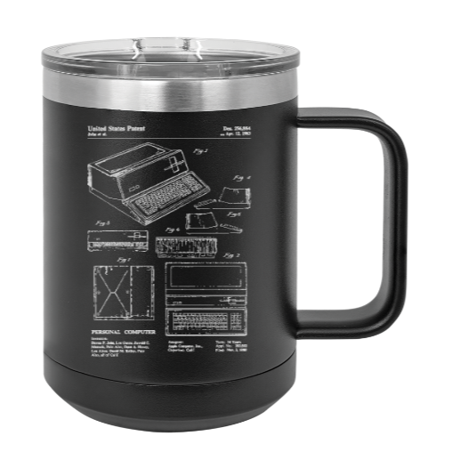 Steve Jobs Mac PC patent drawing - MUG - engraved Insulated Stainless steel