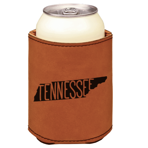 Tennessee state - engraved leather beverage holder