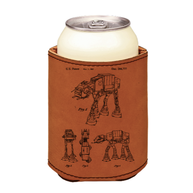 All Terrain Armored Transport, or AT-AT walker patent drawing - engraved leather beverage holder