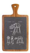 Cargar imagen en el visor de la galería, All Terrain Armored Transport, or AT-AT walker patent drawing - Engraved Slate &amp; Wood Cutting board
