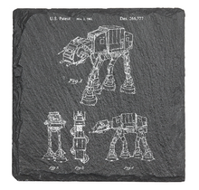Load image into Gallery viewer, All Terrain Armored Transport, or AT-AT walker patent drawing - Laser engraved fine Slate Coaster
