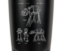 Load image into Gallery viewer, All Terrain Armored Transport, or AT-AT walker patent drawing - engraved Tumbler - insulated stainless steel travel mug

