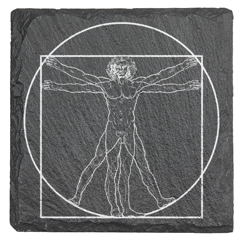 The Vitruvian Man was created by Leonardo da Vinci - Laser engraved fine Slate Coaster