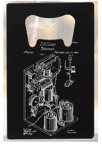 Edison's Printing Telegraph patent engraved - Bottle Opener - Metal