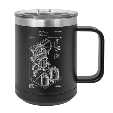 Edison's Printing Telegraph patent engraved - MUG - engraved Insulated Stainless steel