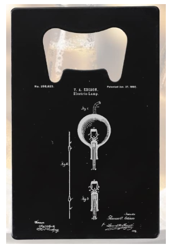 Thomas Edison 1879-1880 Lightbulb parts - Bottle Opener - Metal
