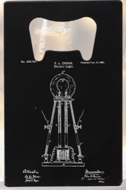 Thomas Edison Light bulb 1881 - engraved Bottle Opener - Metal